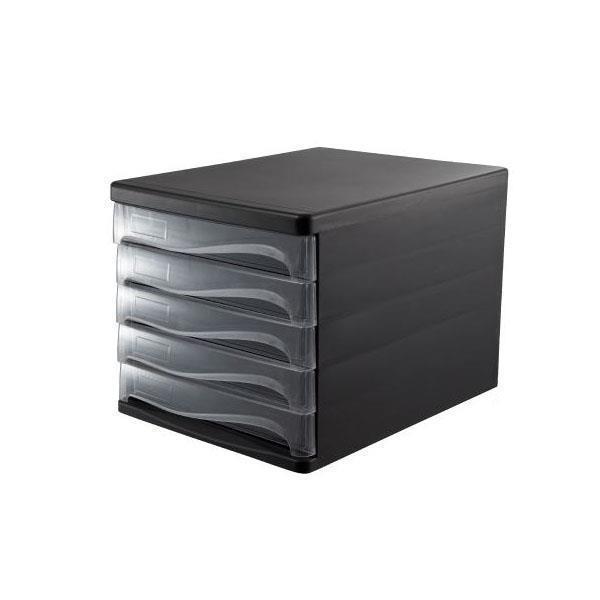 Comix συρταριέρα πλαστική με 5 συρτάρια μαύρη Α4 Υ25x33