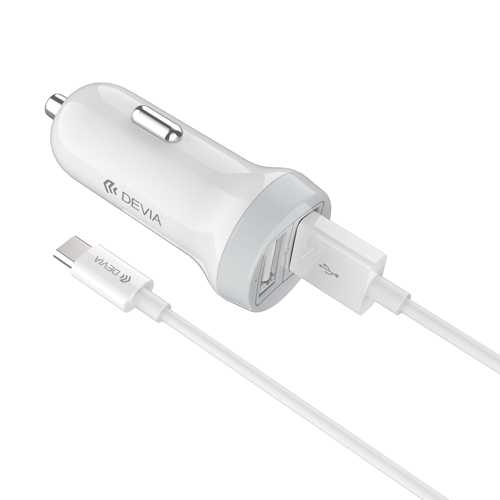 DEVIA Smart Series Dual USB Car Charger Suit with Micro USB Cable White (5V