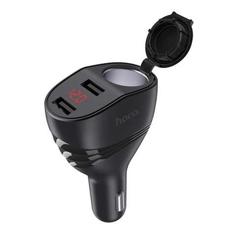 HOCO - Z34 THUNDER CAR CHARGER DUAL USB 5V 3.1A MAX AND CHIGARETTE LIGHTER SLOT 96W BLACK
