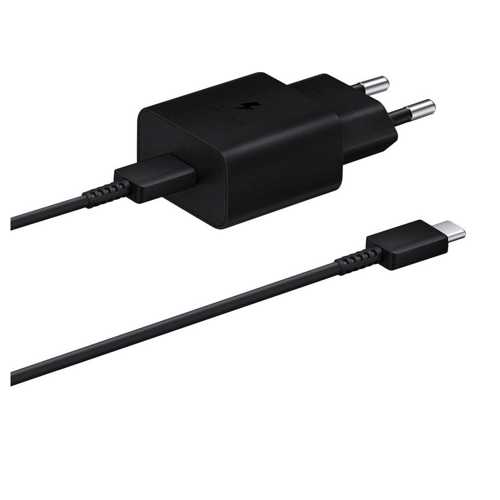 SAMSUNG - ORIGINAL USB-C Fast Travel Charger 15W + Type C Cable BLACK Blister