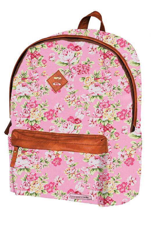 Marshmallow τσάντα δημοτικού ροζ λουλούδια με 2 θήκες 41x32x14εκ. 28757------2