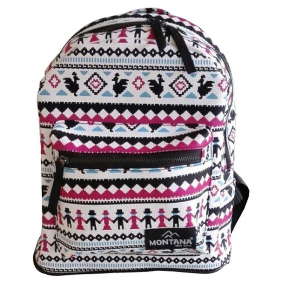 Montana τσάντα πλάτης εφηβική λευκή με σχέδια με 1 θήκη 37x25x9εκ. 30701---ΖΒ-2