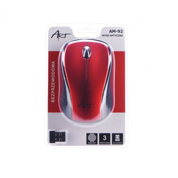 ART-AM-92R ART AM-92 Optical Wireless Mouse RED