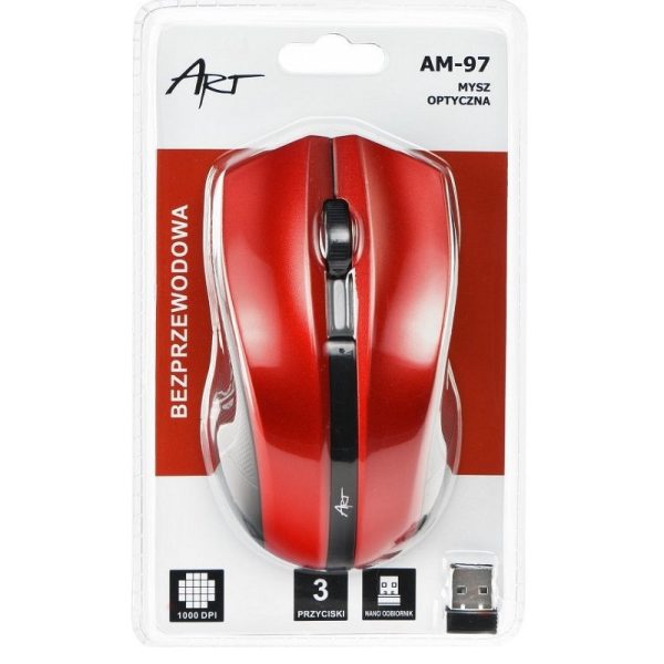 ART-AM-97R ART AM-97 Optical Wireless Mouse Red