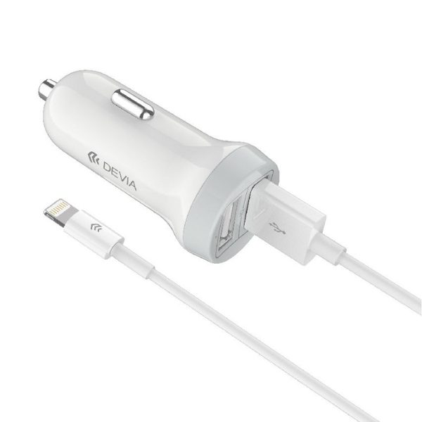 DVCC-326905 DEVIA Smart Series Dual USB Car Charger Suit with Lightning Cable White (5V