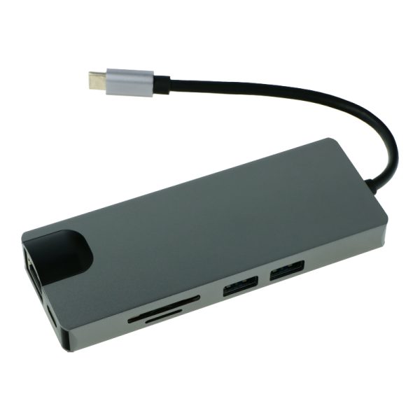 HUB-010c HUB TYPE C adaptor USB 3.0 x 2 / HDMI / VGA / TF / SD / RJ45 gigabit network card / USB-PD