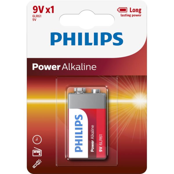 PH-6LR61P PHILIPS 9V POWER ALKALINE BATTERY Καρτέλα 1 τεμ
