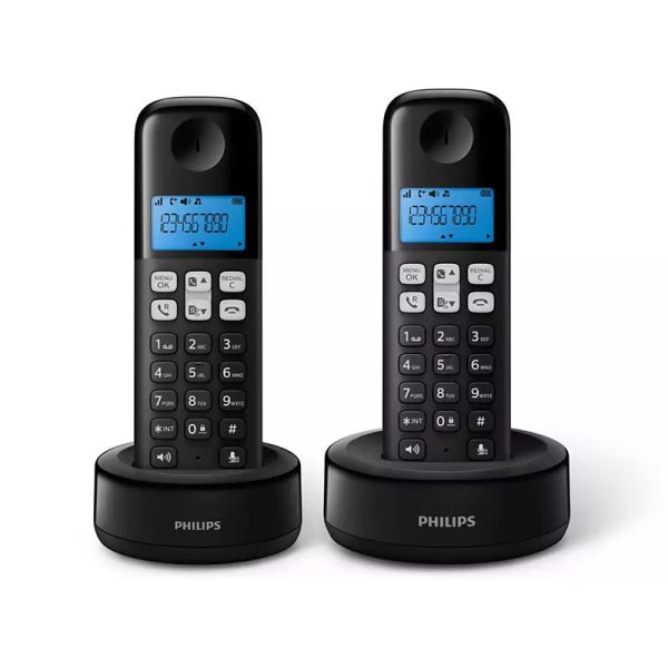 PH-D1612B Philips D1612B/GRS Μαύρο (Ελληνικό Μενού) Διπλό ασύρματο τηλέφωνο ανοιχτή ακρόαση