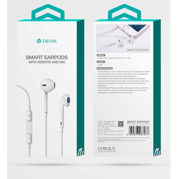 DVHF-987077 DEVIA Smart jack (3.5mm) WIRED EARPHONES HANDS FREE White