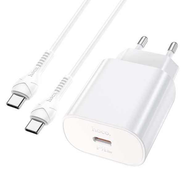 HOC-N22c-W HOCO - N22 TRAVEL CHARGER PD 25W + Type C Cable White