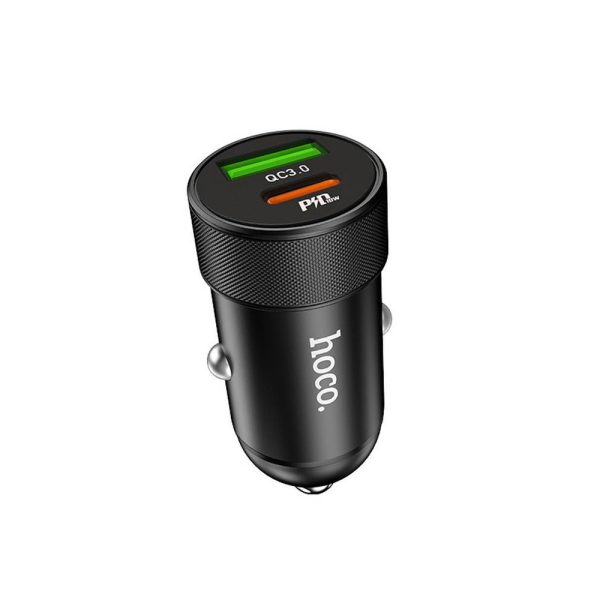 HOC-Z32B-BK HOCO - Z32B SPEED UP CAR CHARGER DUAL WITH TYPE C PD QC3.0A AND USB 1.5A FAST CHARGING 4.5A 27W BLACK