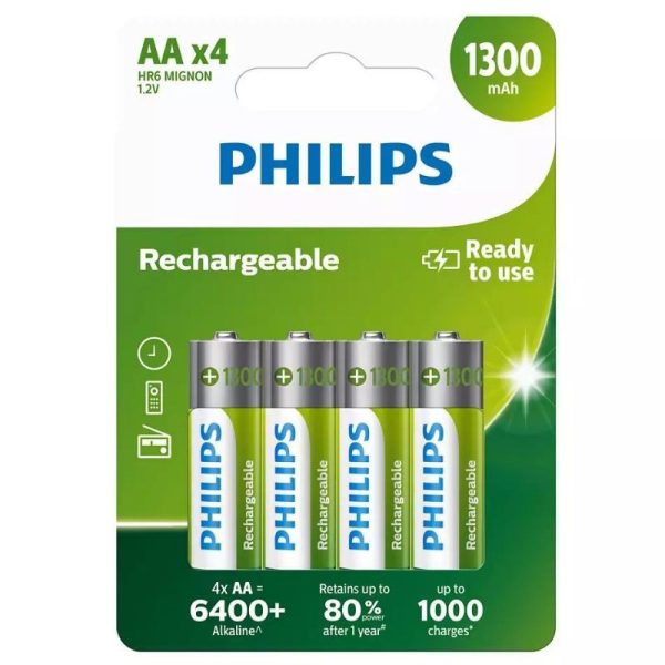 PH-R6B4A130 Philips LR6 AA 1300mAh ΕΠΑΝΑΦΟΡΤΙΖΟΜΕΝΗ ΜΠΑΤΑΡΙΑ Blister 4 τεμ