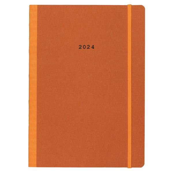 Next ημερολόγιο 2024 Natural εβδομαδιαίο flexi πορτοκαλί με λάστιχο 17x25εκ.