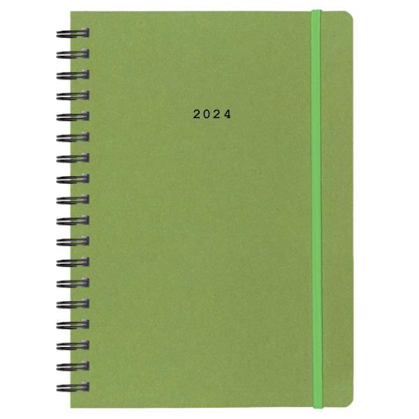 Next ημερολόγιο 2024 Natural ημερήσιο σπιράλ πράσινο με λάστιχο 14x21εκ.