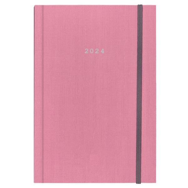 Next ημερολόγιο 2024 fabric ημερήσιο δετό ροζ με λάστιχο 17x25εκ.