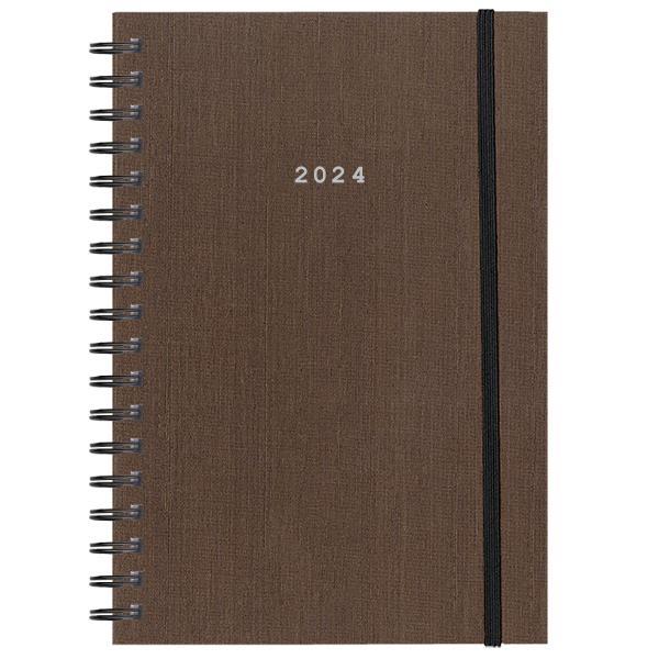 Next ημερολόγιο 2024 fabric plus ημερήσιο σπιράλ καφέ 17x25εκ.