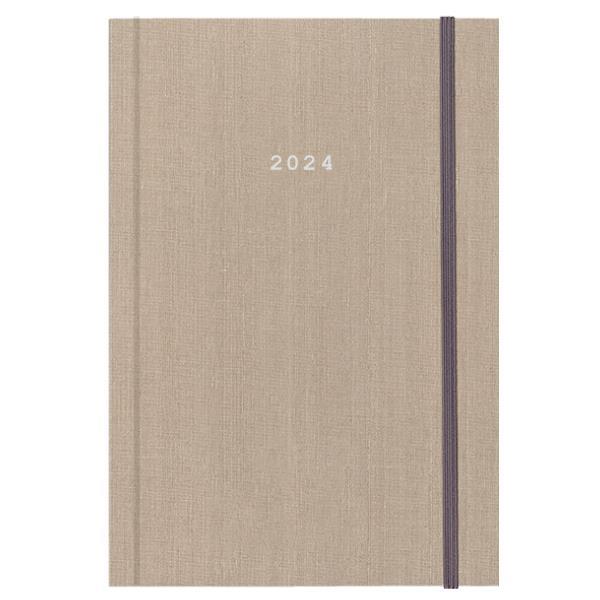 Next ημερολόγιο 2024 fabric ημερήσιο δετό μπεζ με λάστιχο 17x25εκ.