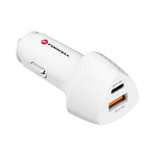 FOCC-134555 FORCELL CARBON car charger Type C 3.0 PD20W + USB QC3.0 18W 5A CC50- 1A1C white (38W)