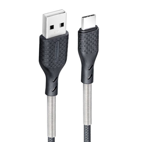 FOCB-152351 FORCELL Carbon cable USB to Type C QC3.0 3A CB-02B black 1m