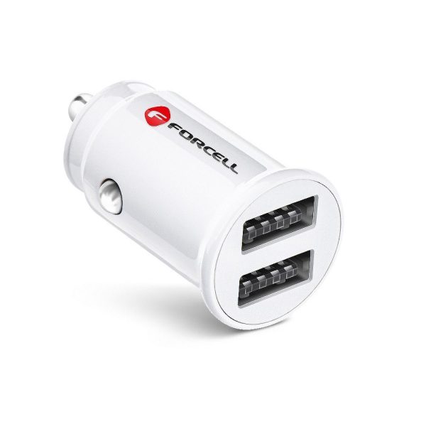 FOCC-132889 FORCELL car charger USB 3.0 + USB C Quick Charging + Power Delivery PD20W 4A CC-QCPD01 white