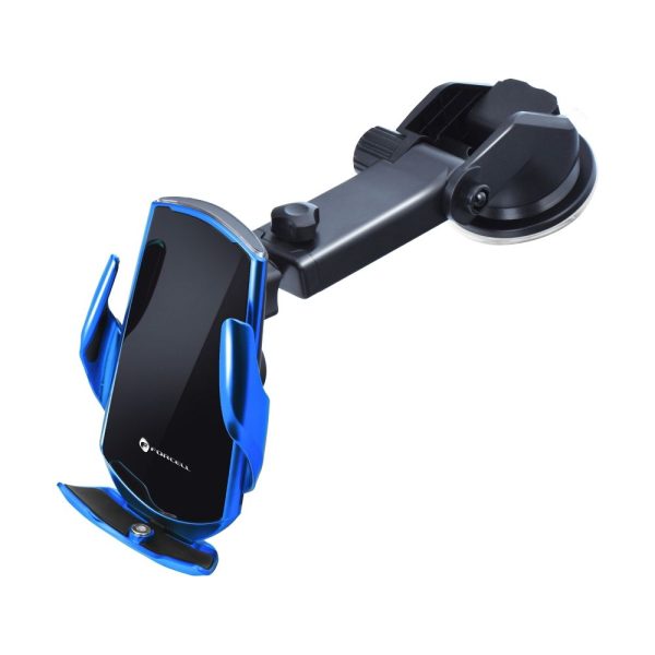 FOCM-092190 FORCELL car holder with wireless charging automatic sensor + magnetic adapters HS1 15W blue
