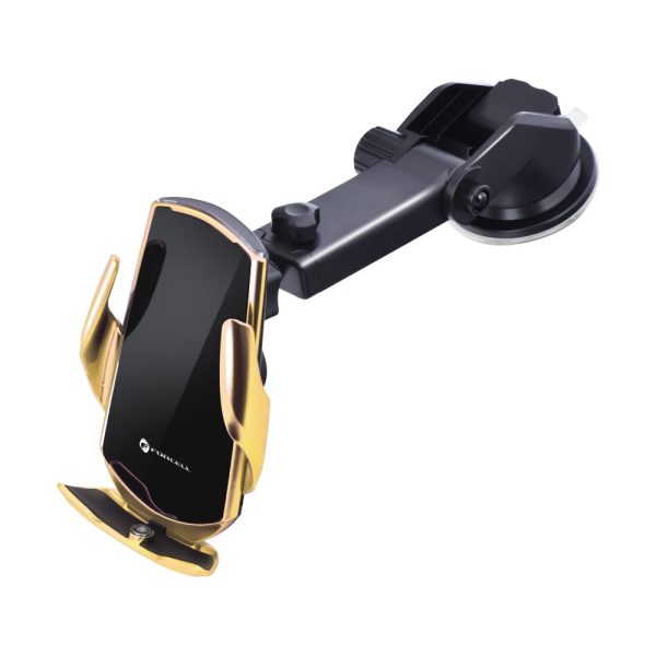 FOCM-092213 FORCELL car holder with wireless charging automatic sensor + magnetic adapters HS1 15W gold