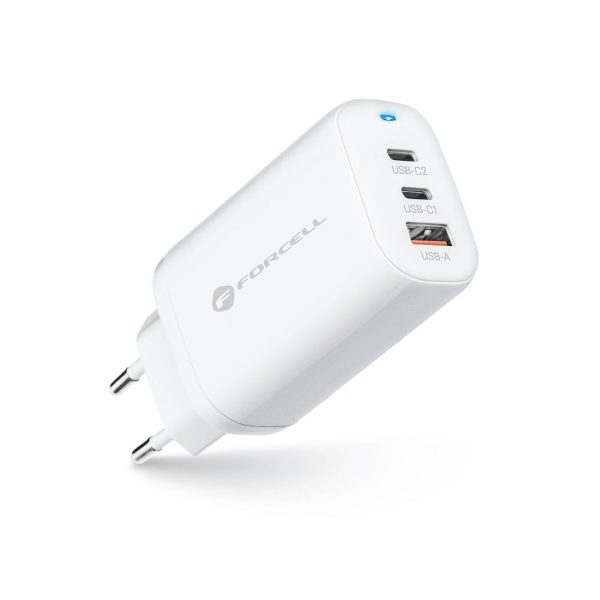 FOCH-116186 Forcell Travel Charger GaN 2xUSB type C 1x USB PD and Quick Charge 4.0 function (65W)