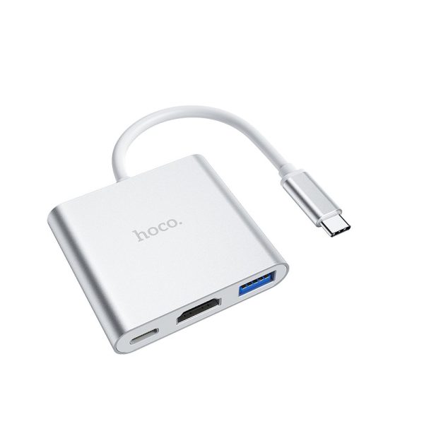 HOC-HB14-S HOCO - HB14 HUB TYPE C ADAPTER TO USB3.0 + HDMI+ PD67W SILVER