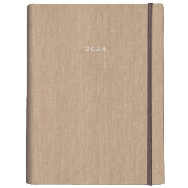 Next ημερολόγιο 2024 fabric ημερήσιο κρυφό σπιράλ μπεζ 17x25εκ.