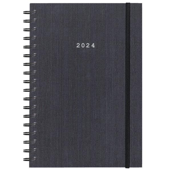 Next ημερολόγιο 2024 fabric plus ημερήσιο σπιράλ γκρι 17x25εκ.