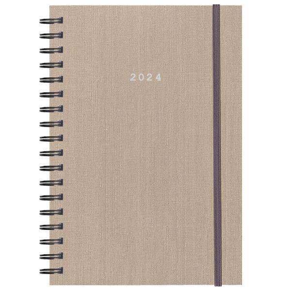 Next ημερολόγιο 2024 fabric plus ημερήσιο σπιράλ μπεζ 17x25εκ.