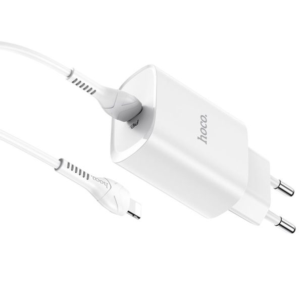 HOC-N14i-W HOCO - N14 TRAVEL CHARGER PD 20W + LIGHTNING Cable White