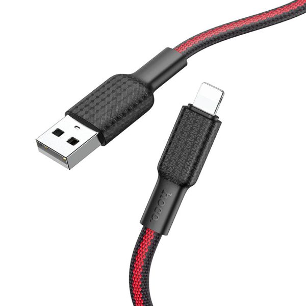 HOC-X69i-BR HOCO - X69 DATA CABLE USB TO LIGHTNING 1m 2.4A BLACK RED
