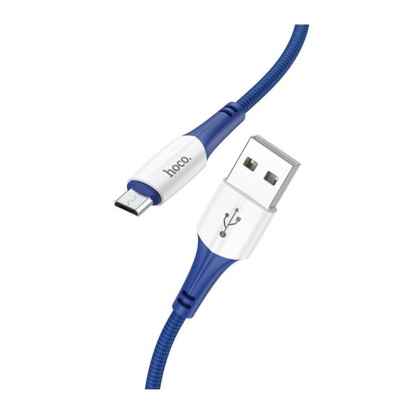 HOC-X70m-BL HOCO - X70 FERRY FAST CHARGE DATA CABLE microUSB 2.4A 1m BLUE