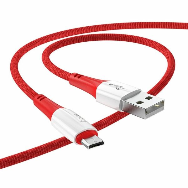 HOC-X70m-R HOCO - X70 FERRY FAST CHARGE DATA CABLE microUSB 2.4A 1m RED