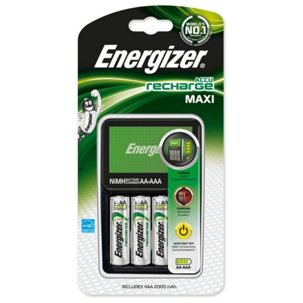 Energizer ACCU Recharge Maxi Φορτιστής 4 Μπαταριών Ni-MH Μεγέθους AA/AAA Σετ με 4x AA 2000mAh (8962563) (ENE8962563)