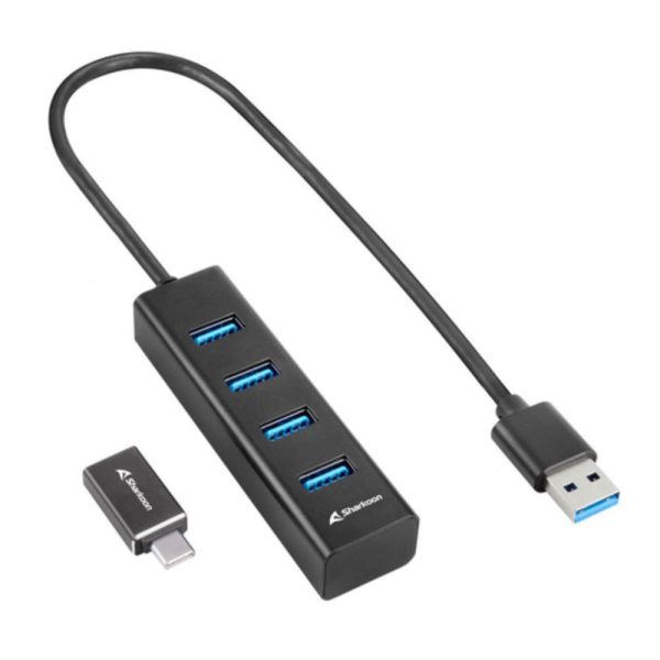 Sharkoon USB 3.2 Hub 4 Θυρών με σύνδεση USB-A / USB-C (4PALUHUBBLK) (SHR4PALUHUBBLK)