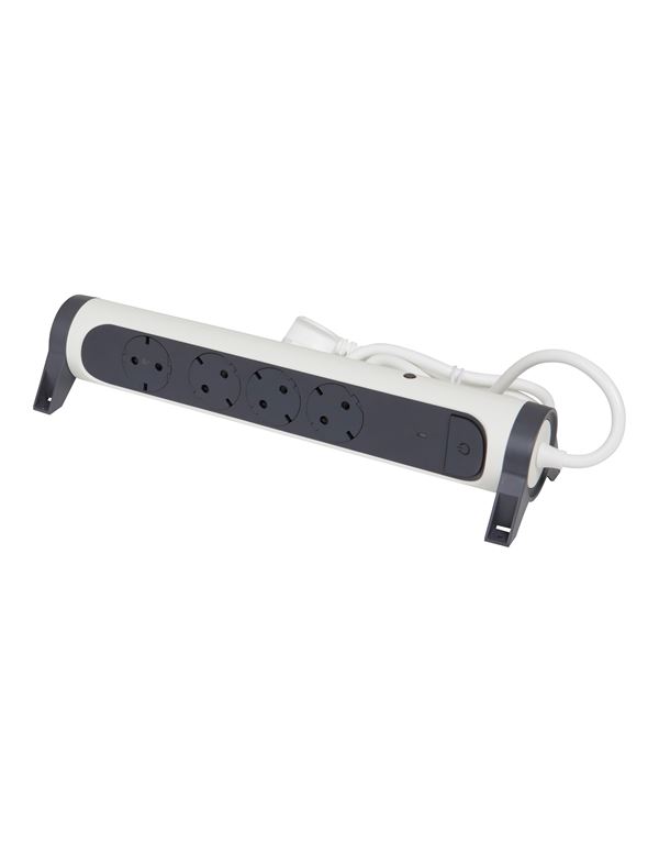 Legrand SurgeArrest 4 Outlets 1.5m Cable CFT White/Grey Rotating