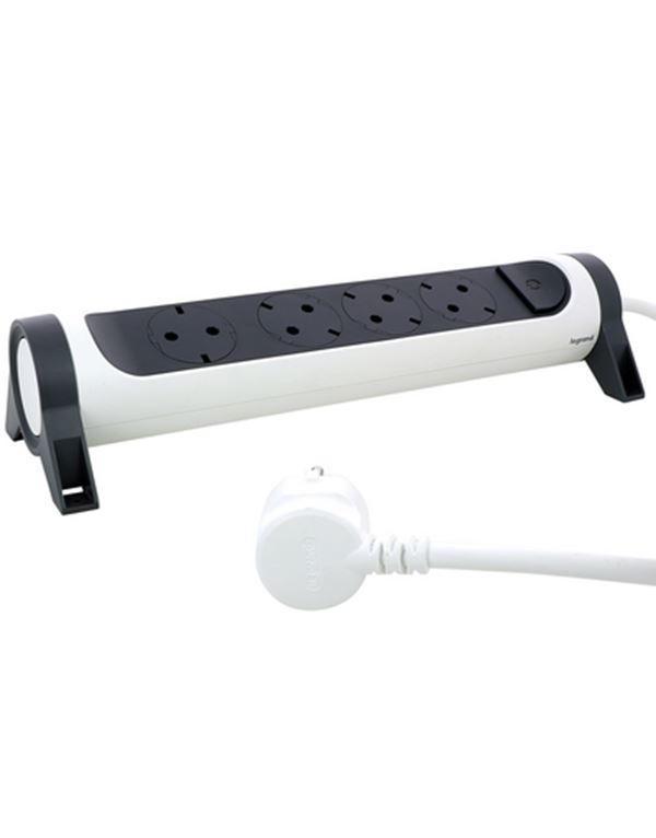 Legrand SurgeArrest 4 Outlets 1.5m Cable  White/Grey Rotating