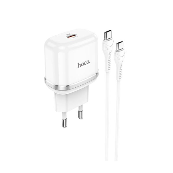 HOC-N24c-W HOCO - N24 Victorious TRAVEL FAST CHARGER Type C PD 20W + Type C Cable WHITE