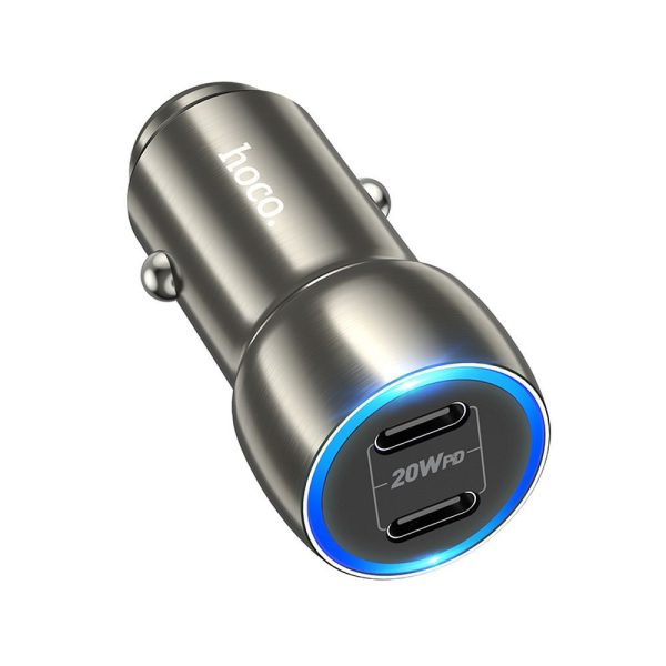 HOC-Z48-GR HOCO - Z48 car charger 2x Type C PD 40W metal gray