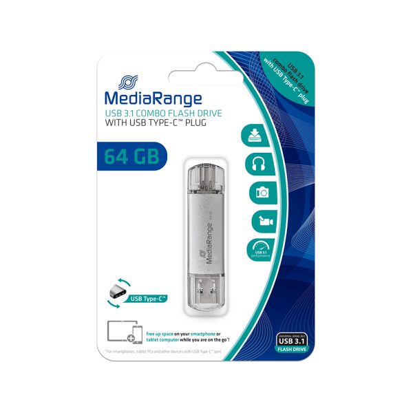 MediaRange USB 3.1 Combo Flash Drive with USB Type-C™ plug