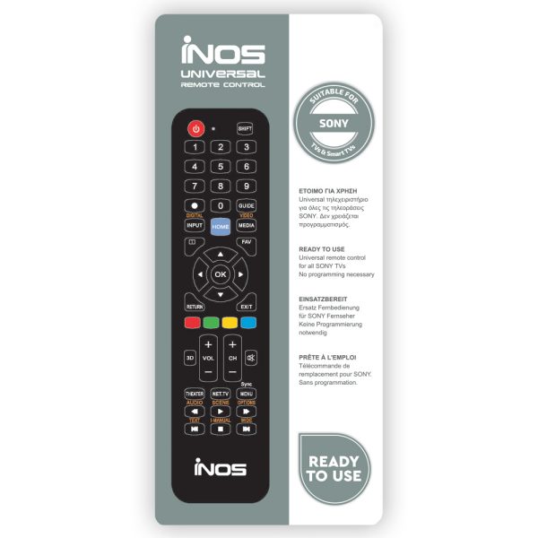 iNOS Remote Control for Sony TVs & Smart TVs Ready-to-Use (050101-0090) (INOS050101-0090)