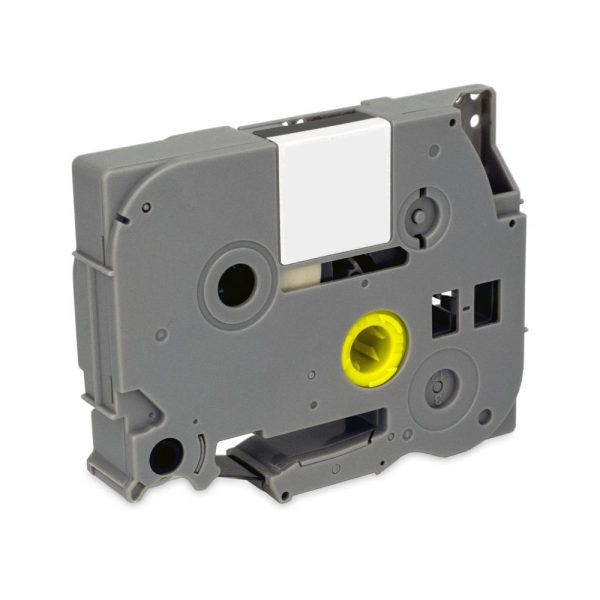 MediaRange Plastic Tape Cassette For Label Printers Using Brother TZ-135/TZe-135 12mm 8m Laminated White On Clear (MRBTZ135)