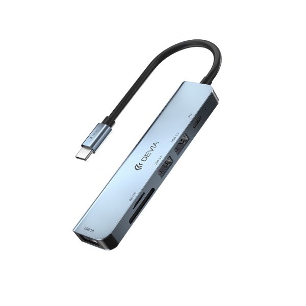 DVAD-384882 Devia adapter HUB 5in1 USB-C 3.1 to 3x USB 3.0 + SD/TF + PD deep gray