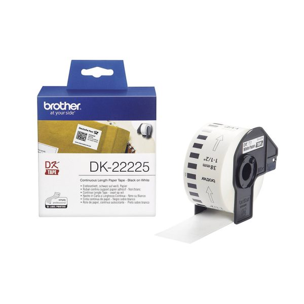 Brother DK-22225 Continuous Paper Label Roll – Black on White