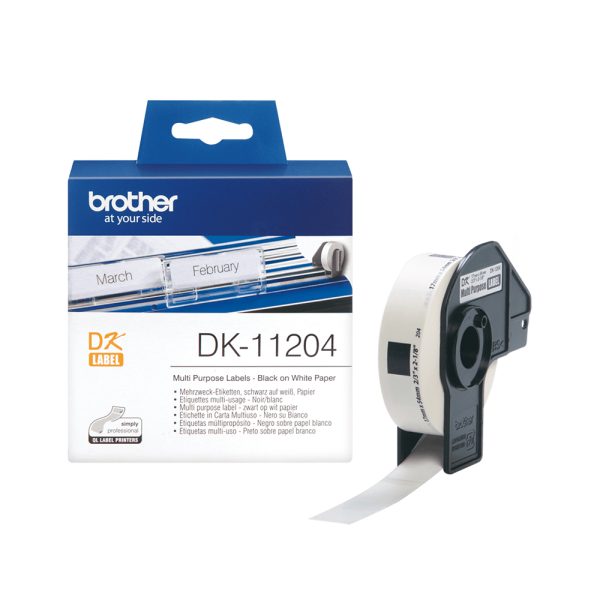 Brother DK-11204 Label Roll – Black on White