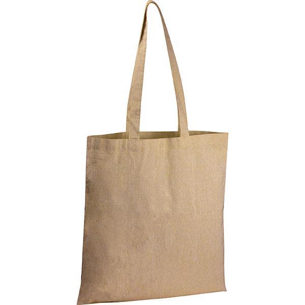 Τσάντα από ανακυκλωμένο βαμβάκι με μακρύ χερούλι μπεζ Υ42x37