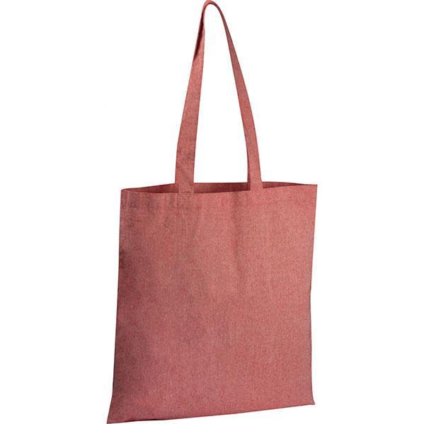 Τσάντα από ανακυκλωμένο βαμβάκι με μακρύ χερούλι κόκκινη Υ42x37