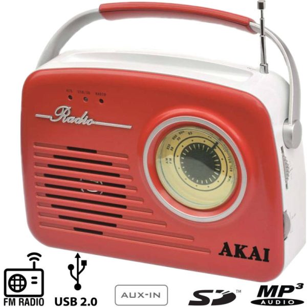 APR-11R Akai APR-11R Ρετρό φορητό ραδιόφωνο με USB